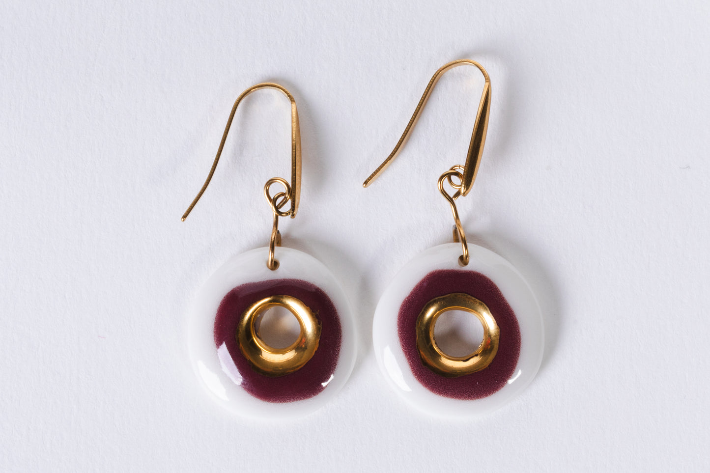 Nokta Maroon Porcelain Evil Eye Earrings