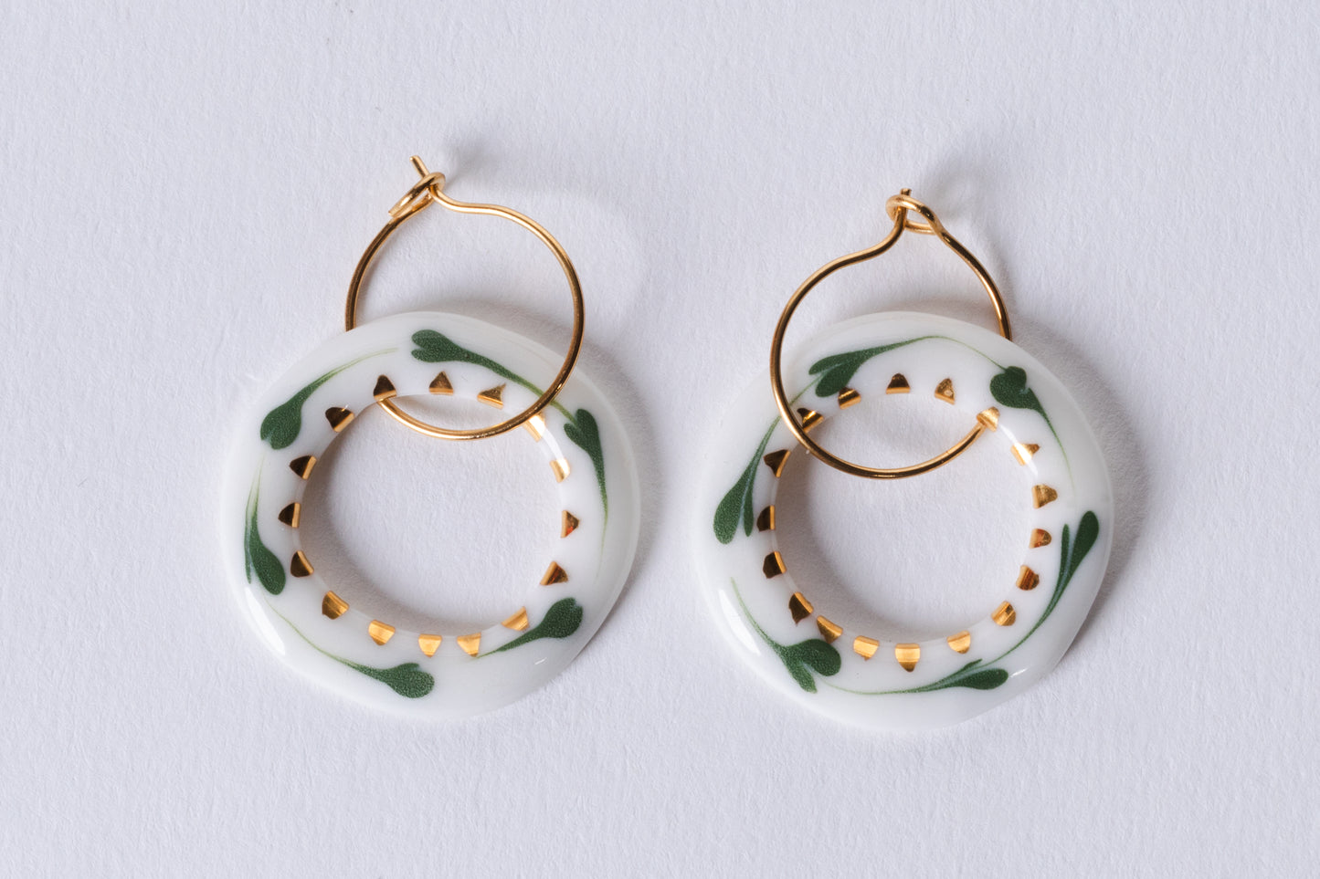 Çember Green Porcelain Evil Eye Earrings