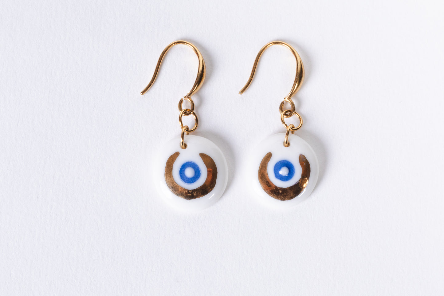 Moon Porcelain Evil Eye Earrings