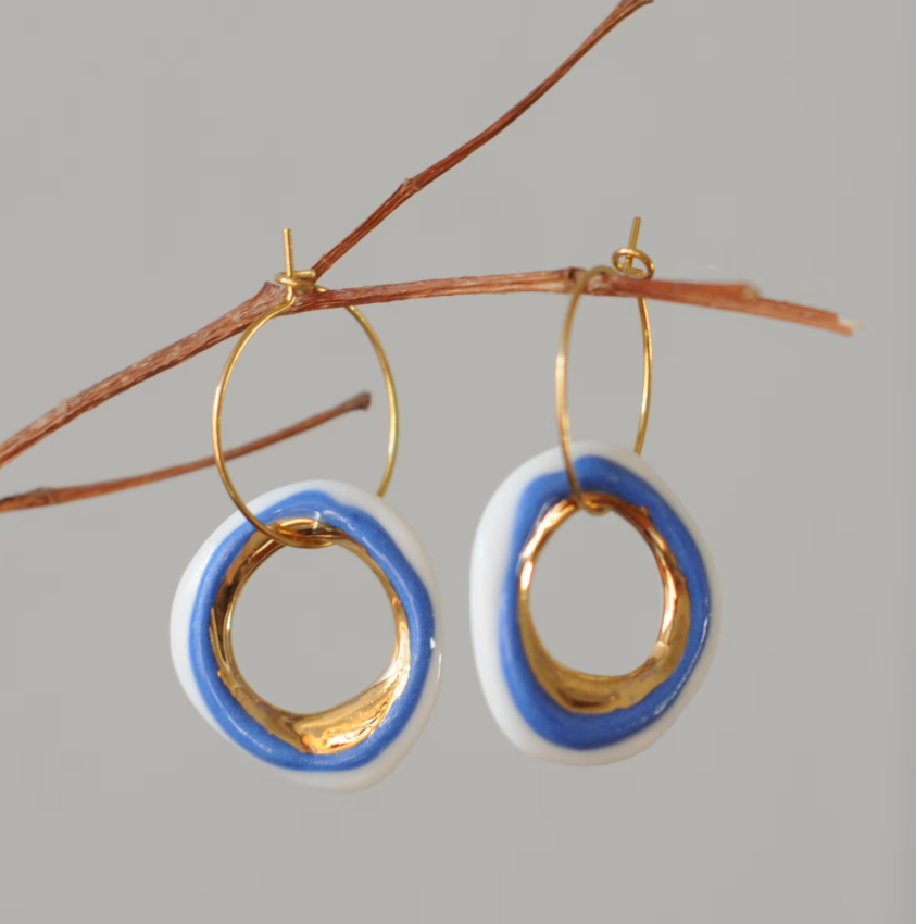Uzay Porcelain Evil Eye Earrings