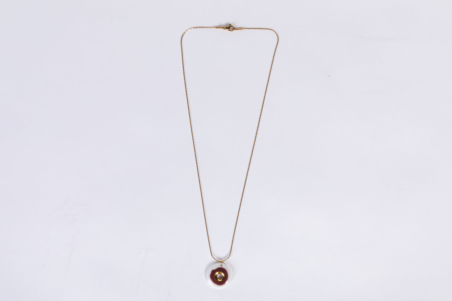 Nokta Maroon Evil Eye Pendant Necklace