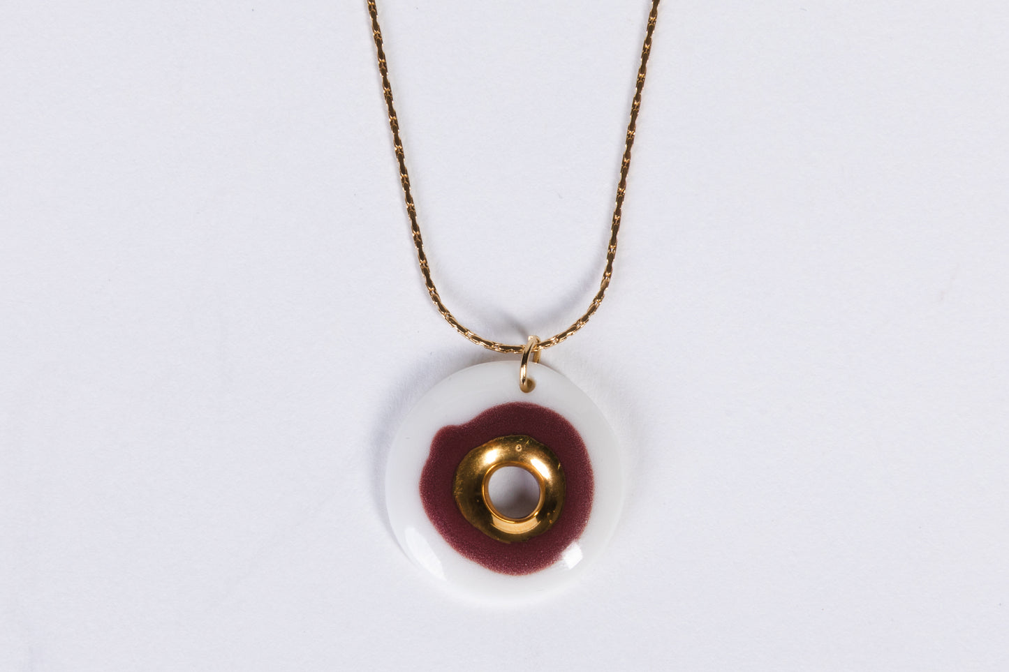 Nokta Maroon Evil Eye Pendant Necklace