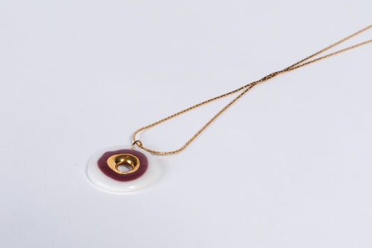 Nokta Maroon Evil Eye Pendant Necklace