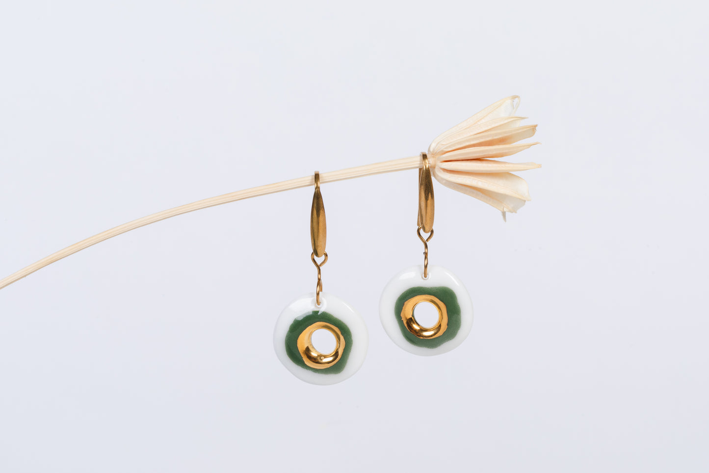 Nokta Green Porcelain Evil Eye Earrings