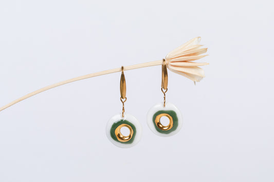 Nokta Green Porcelain Evil Eye Earrings