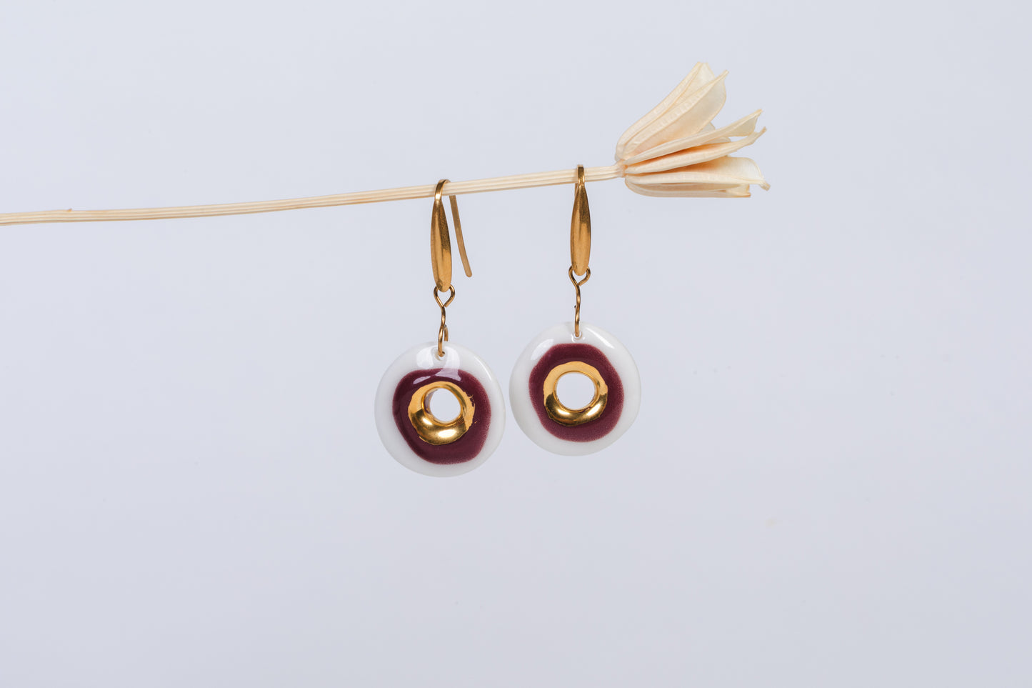 Nokta Maroon Porcelain Evil Eye Earrings