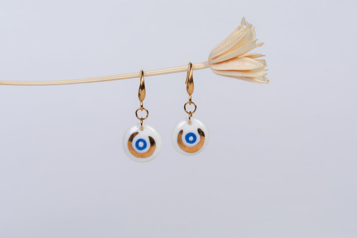Moon Porcelain Evil Eye Earrings
