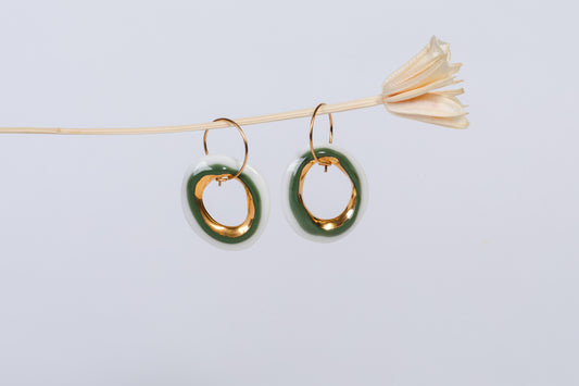Uzay Green Porcelain Evil Eye Earrings