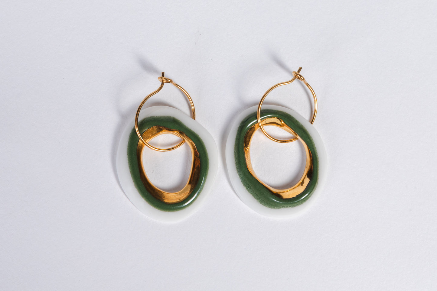 Uzay Green Porcelain Evil Eye Earrings