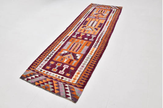 3'1" x 9'6" Vintage Anatolian Runner Kilim Rug