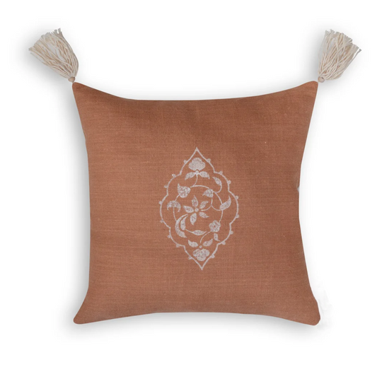 Pervin Block Print Terracotta Pillow Cover
