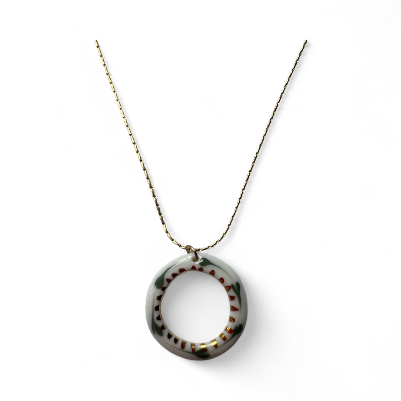 Çember Green Porcelain Evil Eye Pendant Necklace