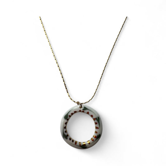 Çember Green Porcelain Evil Eye Pendant Necklace