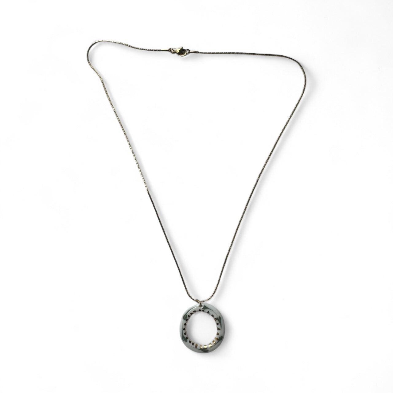 Çember Green Porcelain Evil Eye Pendant Necklace