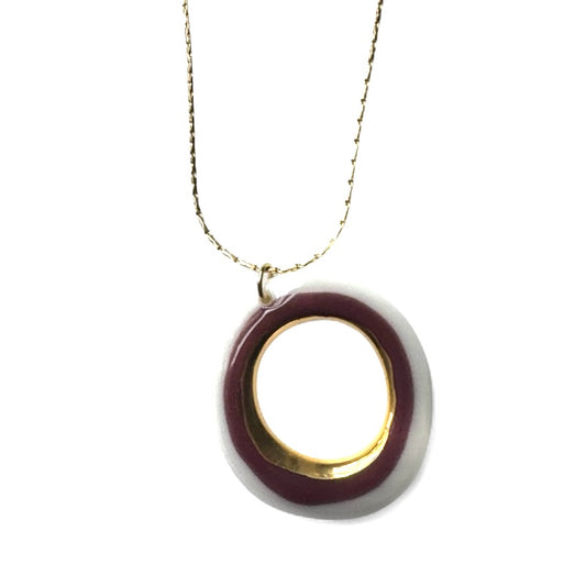 Uzay Maroon Evil Eye Pendant Necklace