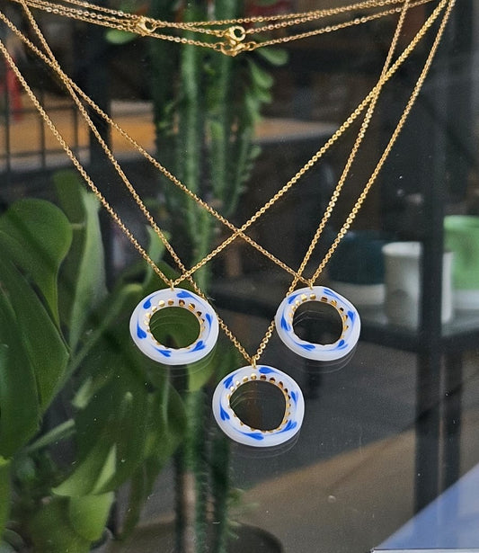 Çember Porcelain Evil Eye Pendant Necklace