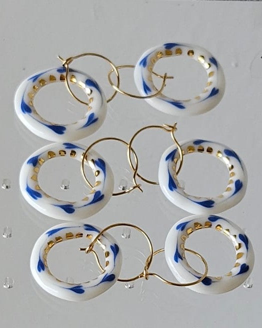 Çember Porcelain Evil Eye Earrings