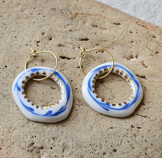 Çember Porcelain Evil Eye Earrings