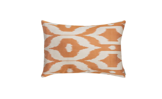 Emine Silk Orange Ikat Pillow Cover