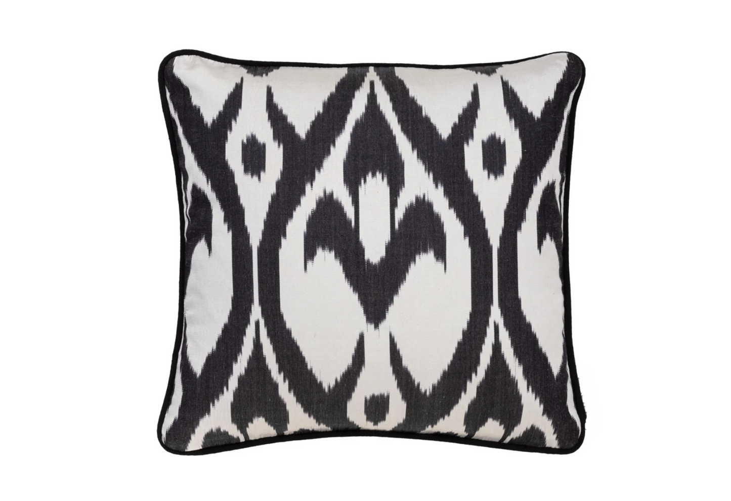 Fatoş Silk Black Ikat Pillow Cover