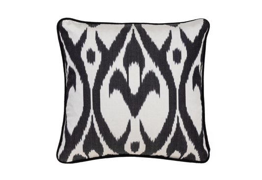 Fatoş Silk Black Ikat Pillow Cover