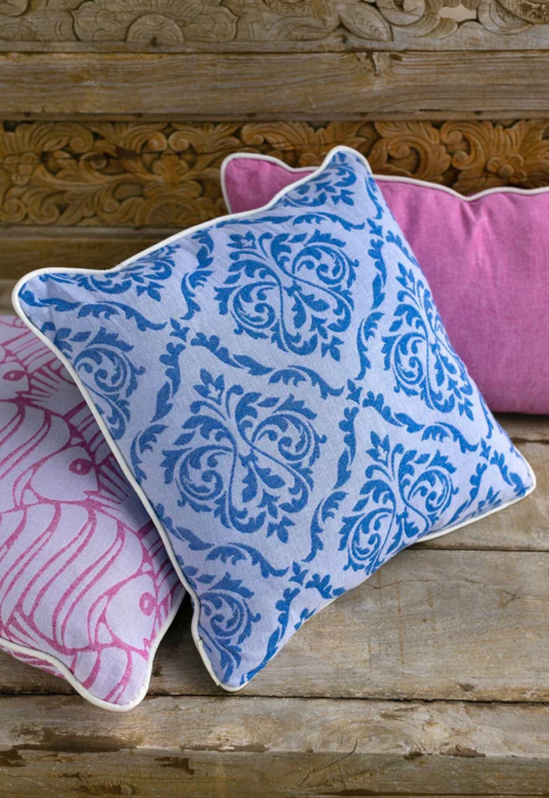 Harem Blue Damask Pillow Cover