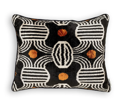 Mehtap Silk and Velvet Ikat Pillow Cover