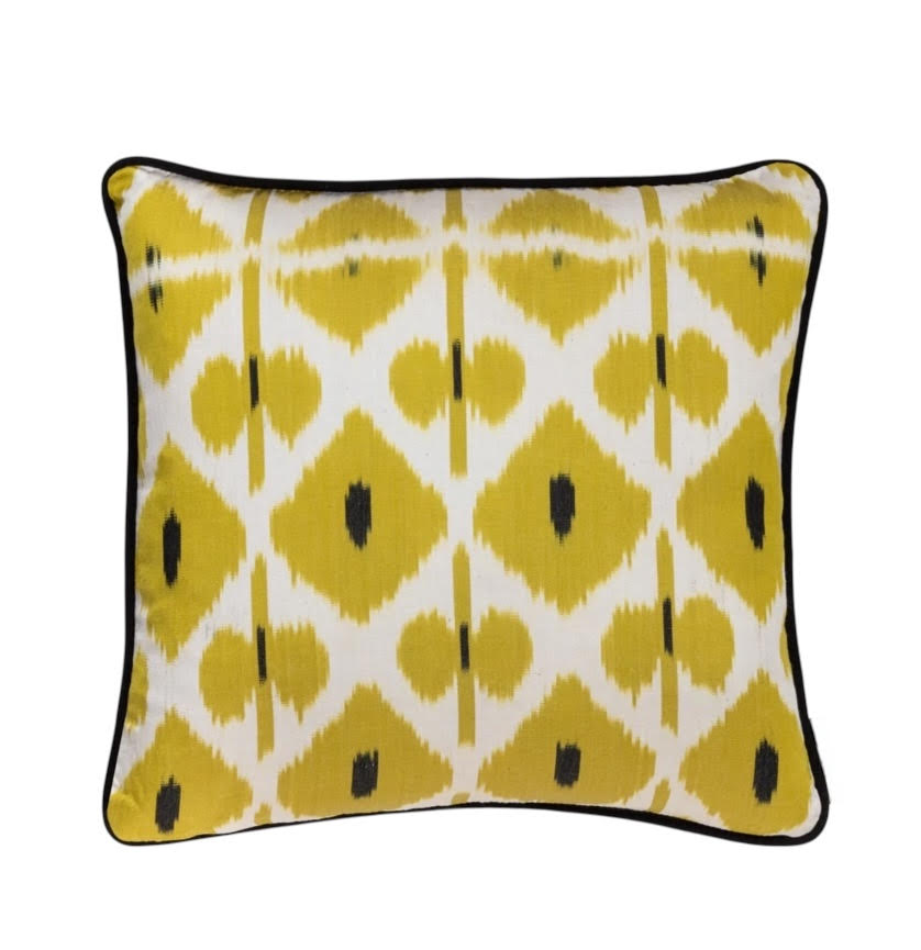 Kamile Silk Yellow Ikat Pillow