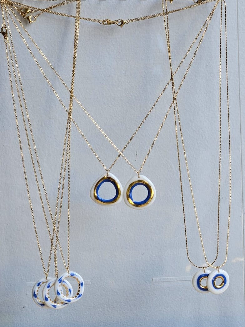 Çember Porcelain Evil Eye Pendant Necklace