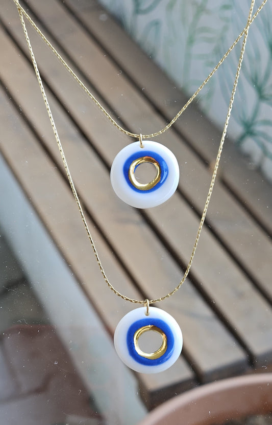 Nokta Porcelain Evil Eye Pendant Necklace