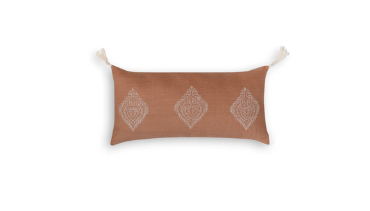 Pervin Block Print Terracotta Lumbar Pillow Cover