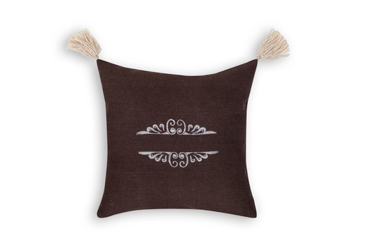 Pervin Block Print Chocolate Brown Pillow Cover