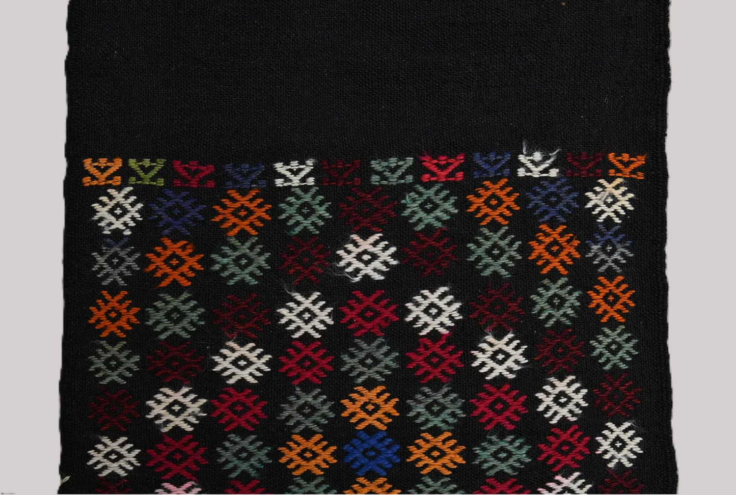 1'7" x 8'7" Vintage Kilim Runner with Hand-Embroidered Detail