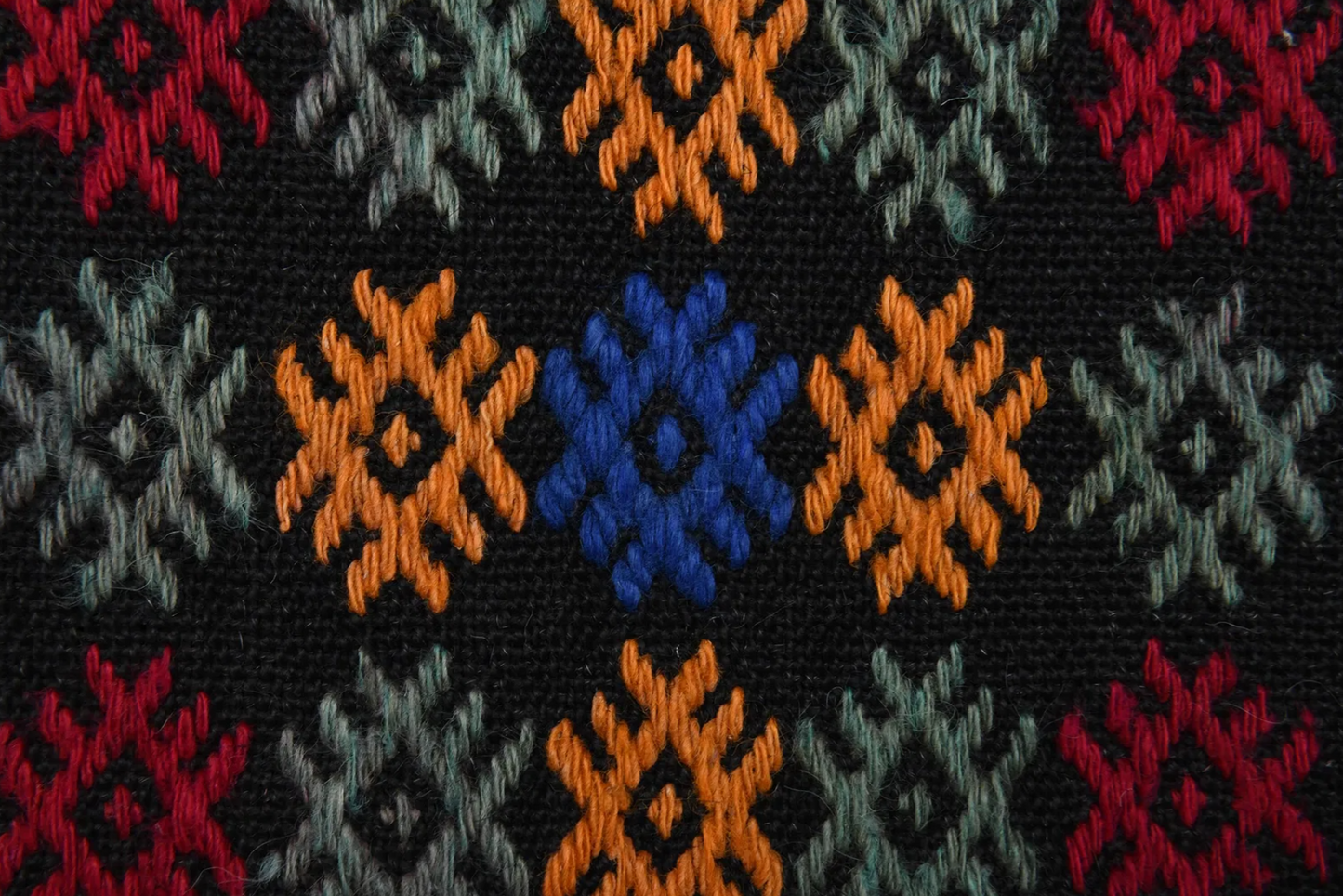 1'7" x 8'7" Vintage Kilim Runner with Hand-Embroidered Detail