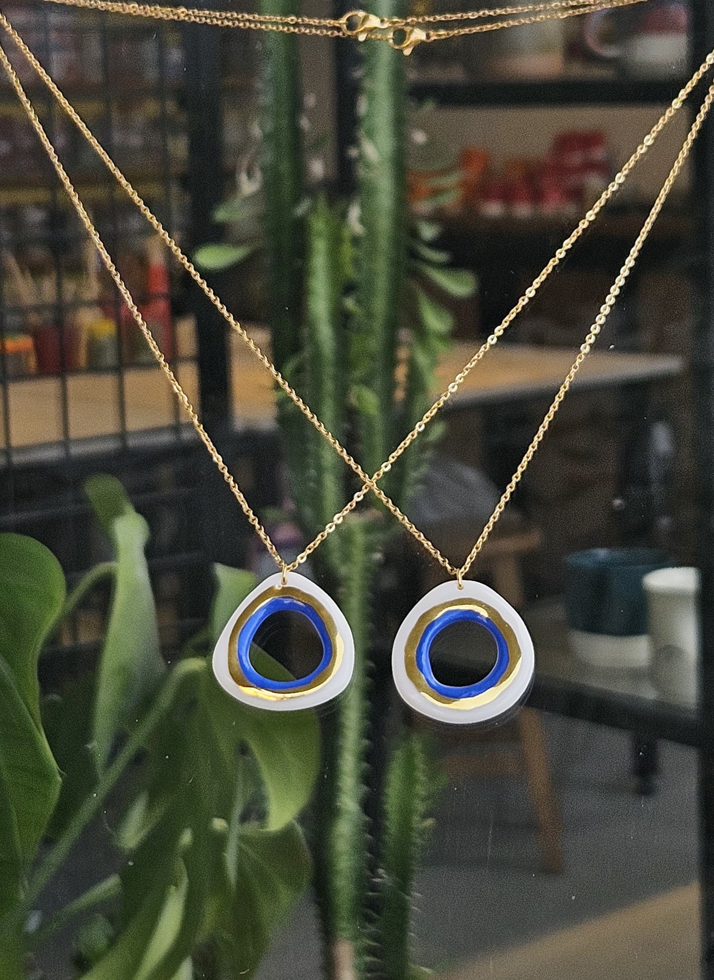 Uzay Porcelain Evil Eye Pendant Necklace