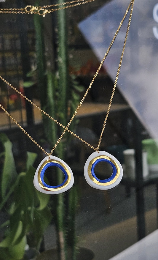 Uzay Porcelain Evil Eye Pendant Necklace