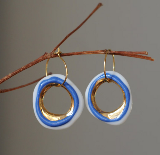 Uzay Porcelain Evil Eye Earrings