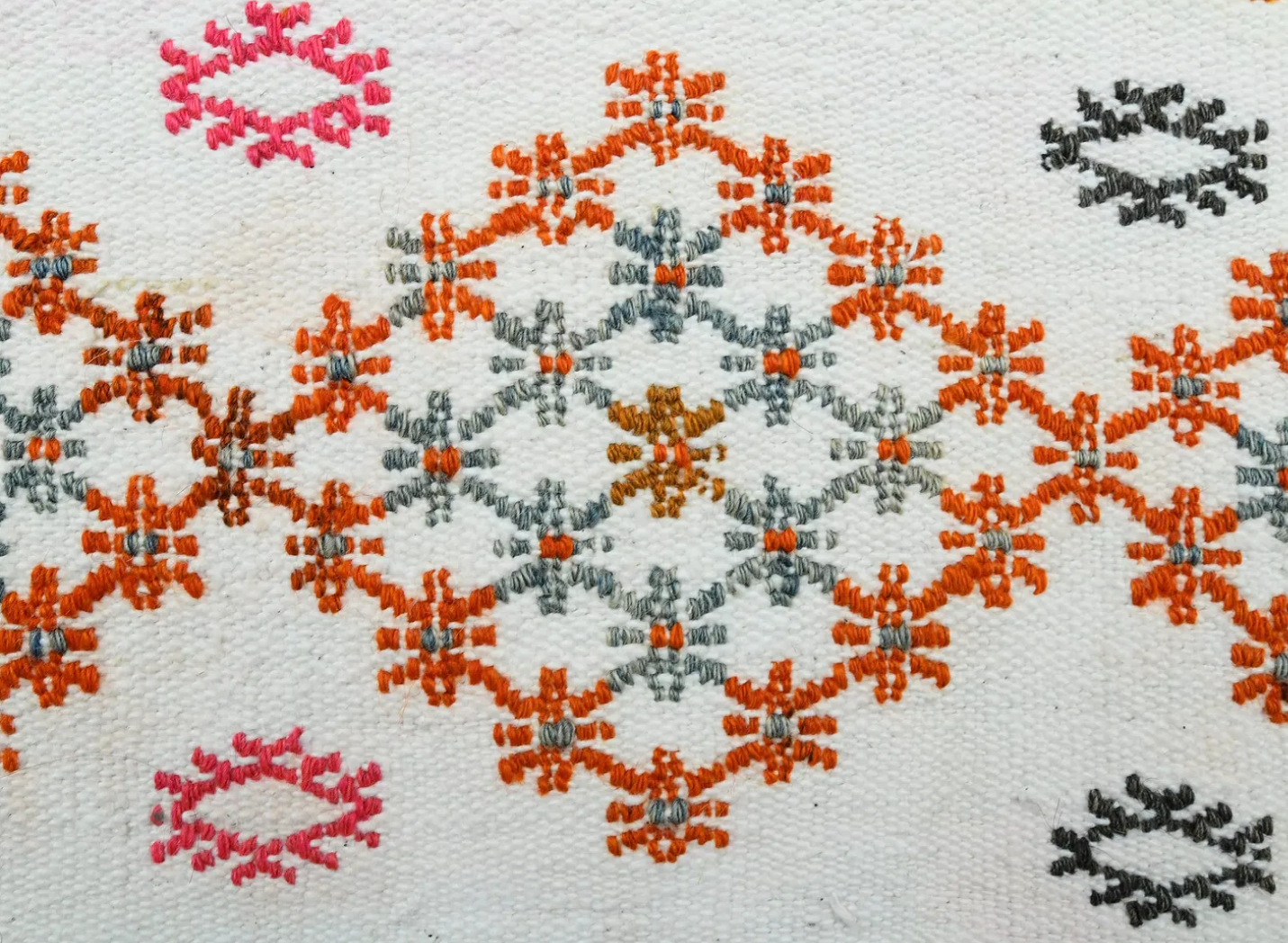 2.4 ft x 6.5 ft Vintage Embroidered Flatweave Kilim